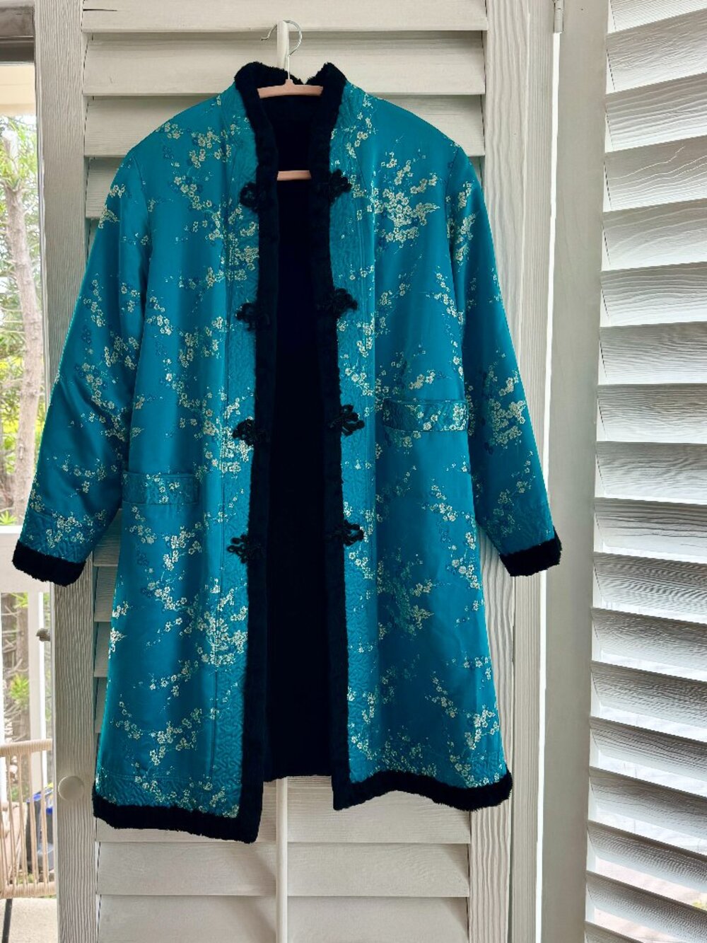 VINTAGE FAUX FUR TRIM BROCADE JACKET